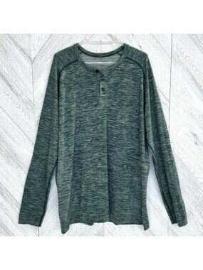 Lululemon Metal Vent Tech Long Sleeve Henley Shirt Mens XXL 2XL Static Green
